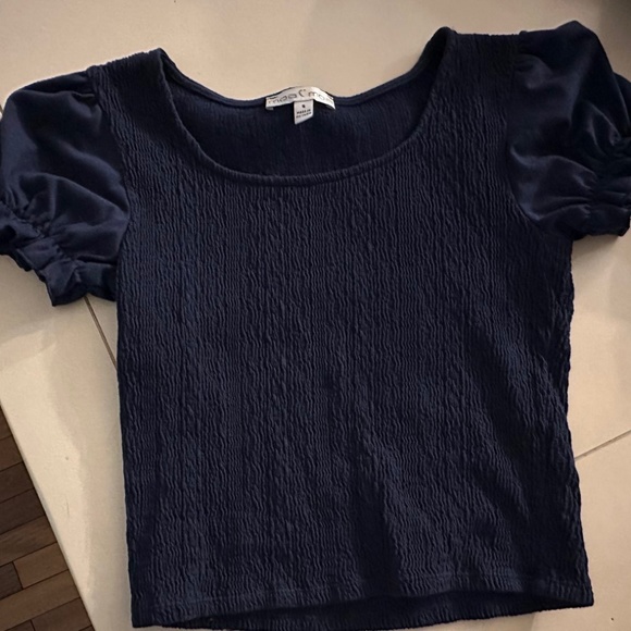 Adorable Navy Fitted Cropped Top - Picture 2 of 3